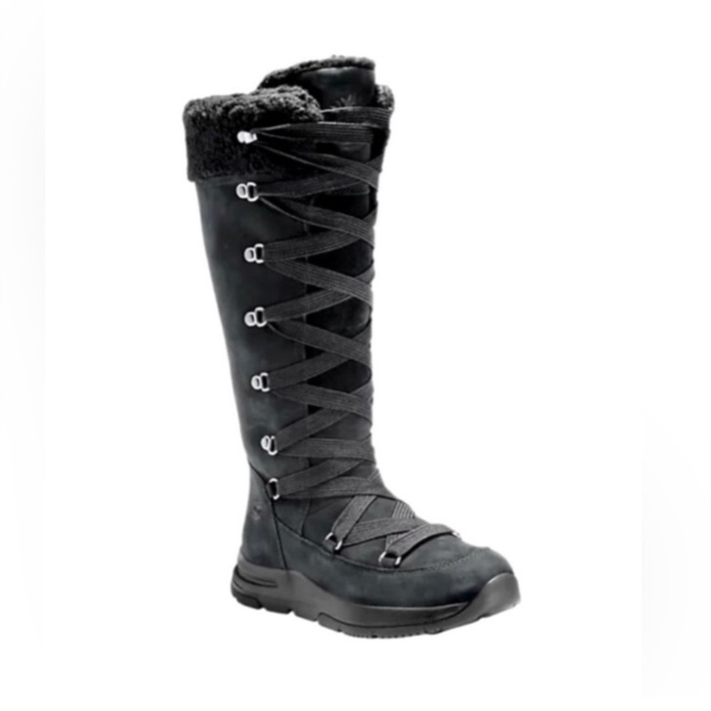 TIMBERLAND. Tall Waterproof Black Suede Women’s Lace-Up Winter/Snow Boots. 7